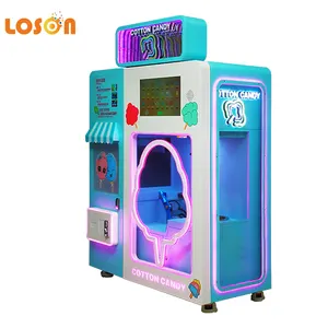 High Quality Full Automatic Cotton Candy Machine Colorful Sugar Touch Screen Fancy Customized coin operated