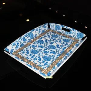 New Style Ramadan Decorations 2023 Serving Tray with Pattern Printing Display Tray Customized White 3mm Polish Huasheng CN;GUA