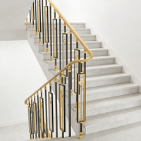 Balustres d'escalier en alliage d'aluminium de style luxueux pour décoration intérieure, barres de balcon, rampes d'escalier métalliques pour villa et appartement intérieurs