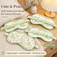 Masque de sommeil en satin vert pomme pour chatons, résistant à l'eau et respirant, idéal pour les filles et les étudiantes lors des pauses-nappes - Vente en gros