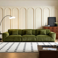 Canapé modulaire vintage en tissu chenille 3 places, vert rétro, rembourré, pour salon, meubles de maison