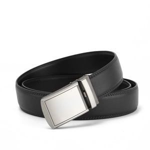 Cinturón <span class=keywords><strong>de</strong></span> Cuero Genuino Italiano para Hombre, Hebilla Automática <span class=keywords><strong>de</strong></span> Aleación, 120 cm, 3.5 cm <span class=keywords><strong>de</strong></span> Ancho, Diseño Sólido, Estilo 5050 - Product Image 4