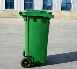 120L Outdoor-Mülleimer aus Kunststoff mit Pedal und Rädern. - Product Image 3