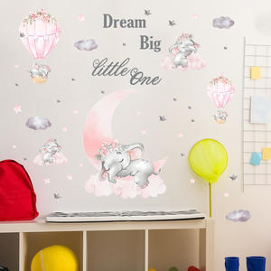 Autocollants muraux éléphant endormi, <span class=keywords><strong>nuage</strong></span>, lune, étoiles, décoration de <span class=keywords><strong>chambre</strong></span> d'enfant, salon, papier peint, autocollants autocollants - Product Image 5
