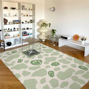 Tappeto verde salvia con stampa di mucca sorridente Funky Danish decorazione pastello tappetini Cottage nucleo soggiorno moderno minimalista più Area tappeto