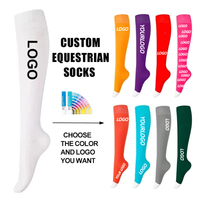 Fabricant professionnel de chaussettes de sport pour enfants, OEM & ODM, chaussettes d'équitation personnalisées avec logo jacquard en diamant sur le bord