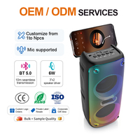 Haut-parleur 5.0 avec lampe à flamme RGB, TWS, FM, double mode, sortie 6W, batterie 1200mAh, prêt pour le home cinéma et le karaoké