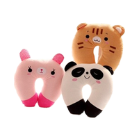 Oreillers en forme de U mignons de style coréen en gros, coussins de soutien pour le cou en peluche panda pour le bureau
