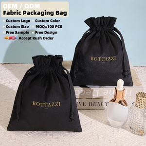 Individuell Bedruckter Schwarzer Samtbeutel für Puder, Parfüm, Hautpflege, Kosmetik, Schmuckaufbewahrung mit Kordelzug - Product Image 2