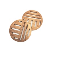 Accessoire de cuisine En Bois D'acacia Résine Fondue Isolée Porte-Casserole Dessous de Plat Rond En Bois D'acacia Coaster pour Assiettes et Casseroles avec air