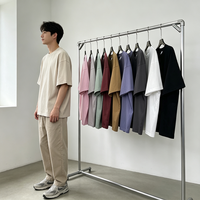 T-shirt décontracté à manches courtes et col rond pour homme, coupe ample et oversize, multicolore uni, style streetwear quotidien