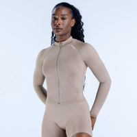 Defy Dynamic Zippy Top-Mocha Vêtements de sport respirants et légers en taille plus avec Spandex à séchage rapide