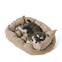Lit pour chien et chat en velours suédé résistant aux taches avec support rebondi, canapé confortable et rembourré pour animaux de compagnie