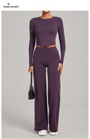 Ensemble de yoga et d'entraînement décontracté automne/hiver, uni, polyvalent, effet seconde peau, séchage rapide, coupe ajustée, deux pièces pour femme en Spandex/Nylon, taille mi-haute