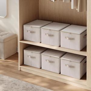 Foldable Bedroom Storage <b>Box</b> Organising Fabric Storage Cube with Lids Storage Baskets for Shelves - Product Image 3