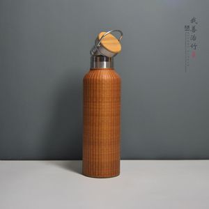 Handmade Bamboo Woven Stainless Steel <b>Thermos</b> <b>Bottle</b> 24H Insulation Gift Water Flask Straight Cup CT-01 - Product Image 4