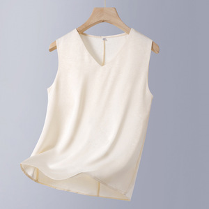 Women's V-Neck Sleeveless Top Rose Pink Chiffon Asymmetric Design Everyday Wear Four Seasons Base Layer - Product Image 4