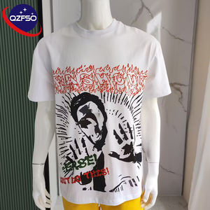 QZFSO usine fabricant Streetwear Vintage impression graphique T-shirts hommes en gros personnalisé t-shirt lourd 100% coton t-shirt - Product Image 1