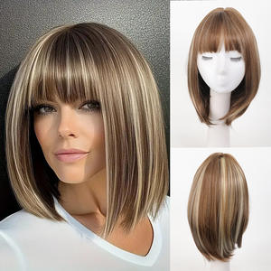 Perruque Bob Courte Droite Blonde Dégradée Naturelle et Respirante, Style Européen et Américain, Meilleure Vente Transfrontalière, Effet Complet - Product Image 3