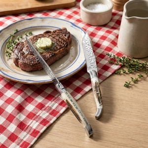 Couteau à steak Laguiole, couteau de table, manche en os, acier inoxydable, couteau de table de restaurant pour couper la viande - Product Image 1