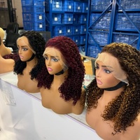 Pelucas Pixie Curl 13X4 Super Double Drawn de Venta Caliente con Frente Transparente de Encaje Sin Pegamento