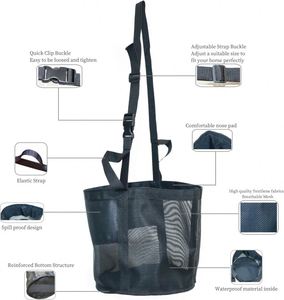 Échantillon Gratuit : Sacs d'alimentation pour chevaux en nylon avec fermeture éclair, design simple, pour seau à grain, sangle réglable et fond imperméable - Product Image 2