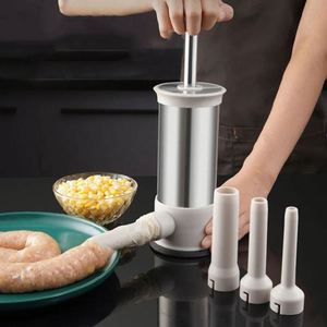 Machine à saucisses et à boulettes manuelle double usage, grande, en acier inoxydable, outil de remplissage durable et écologique, moule pour la cuisine maison - Product Image 1