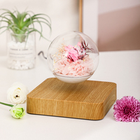 Lampe à rose éternelle à lévitation magnétique HCNT, ampoule LED, rose véritable conservée, lumières flottantes, lampe de table en bois, fleur pour cadeaux