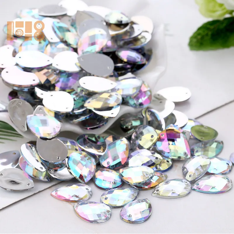 Tetesan Air Mata Acrylic Rhinestone Pipih Scrapbooking Dekorasi Manik-manik Tas Pakaian