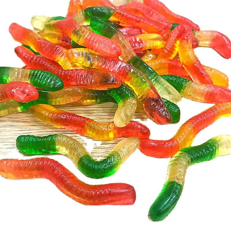 Custom Halal Gummy Wormen Zure Crawlers Vegan Regenworm Gummy Jelly Druppels Voor Kid Snoep