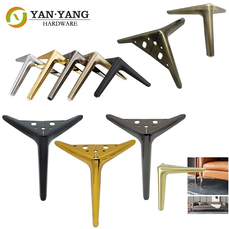 Yanyang Usine Vente Canapé Chrome Jambes 150mm Haute Triangle Chrome Métal Meubles Jambes Pour Fer Canapé Table Pieds