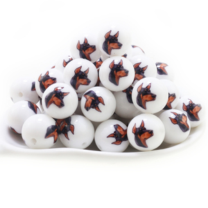 100 pièces/lot, nouvelles perles en silicone personnalisées imprimées, perles à coudre de 15 mm, fabrication de porte-clés, stylos, bijoux, colliers - Product Image 2