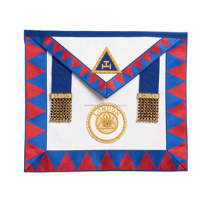 Delantal Masónico del Capítulo Arco Real, Delantal de Piel de Cordero Bordado a Mano con Hilos de Oro, Adorno Masónico 3D Personalizado Cosido, Fabricante de Regalia Masónica - Product Image 5