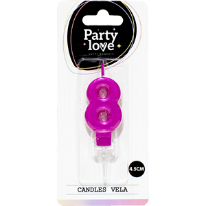 Bougie d'anniversaire Vela Party Love Fuchsia Numéro 8 4,5 cm - Product Image 1