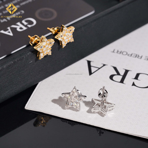 New Arrivals Fashion Style Pass Diamond Tester Screw <b>Back</b> Iced Out Man VVS1 Moissanite Diamond Hip Hop 5Stars Shape Stud <b>Earring</b> - Product Image 3