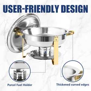 2包5QT圆形不锈钢沙袋，带金框餐饮升级4L容量自助保温器，适用于酒店和餐厅 - Product Image 4