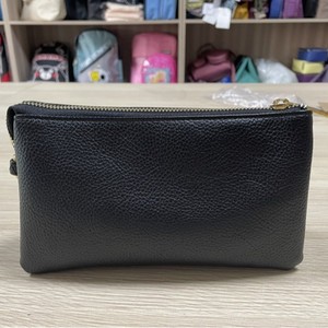 Pochette en cuir avec fermeture éclair, style minimaliste, usage quotidien, noir - Product Image 1