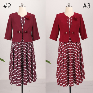 Ensemble de robe de travail et d'église classique rouge pour femmes, taille plus, longueur genou, respirant, 100% polyester - Product Image 2