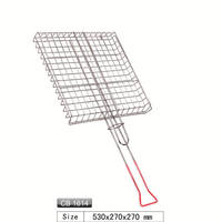 2024 nouveau produit fer maille Steak grille Net Camping Simple et commodité extérieur fil BBQ viande grill panier avec poignée en plastique