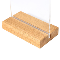 Support de menu en acrylique double face en forme de T pour bureau, support de signalisation en acrylique transparent avec base en bois