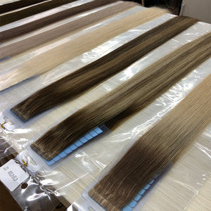 100% 人头马处女头发直发双拉皮肤聚氨酯纤细头发延伸带纤细聚氨酯胶带隐形头发延伸 - Product Image 5