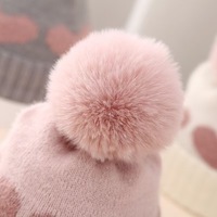 Nuevo Gorro de Bebé con Pompón de Piel Sintética 2026, Gorro de Punto con Estampado de Corazón para Otoño e Invierno, Gorro Suave a Prueba de Viento para Bebés Recién Nacidos, Niños y Niñas