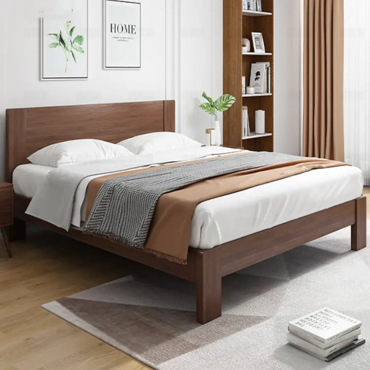 Chambre à coucher nordique en bois massif, Design moderne de luxe, lits pleine grandeur