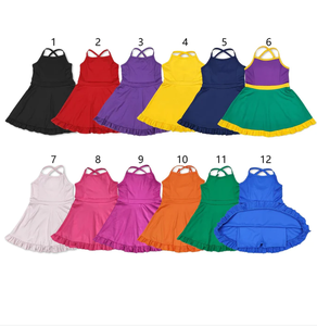 Robe de sport et de yoga pour filles, 12 couleurs unies, style boutique, longueur genou, pour bébés et jeunes filles - Product Image 1