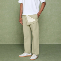Pantalon en twill pour homme YUCE de haute qualité, à boutonnage latéral, taille haute, couleur kaki sable, style vintage Old Money, décontracté