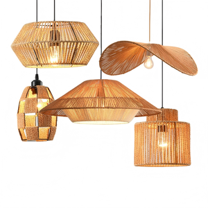 <span class=keywords><strong>Lampada</strong></span> <span class=keywords><strong>a</strong></span> <span class=keywords><strong>Sospensione</strong></span> LED in <span class=keywords><strong>Rattan</strong></span> Stile Giapponese Wabi-Sabi Vintage per Sala da Pranzo, Soggiorno, Camera da Letto e Sala da Tè Zen - Product Image 6