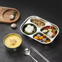 Plateau alimentaire personnalisé Yurtrain Indonésie en acier inoxydable SUS 304, vaisselle pour cantine scolaire, assiettes pour étudiants
