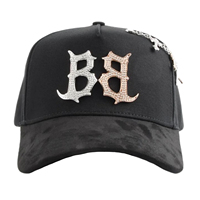 Gorra Deportiva de 5 Paneles INFERNO 24K ROSE GOLD El Barbas de Alta Calidad con Lazos Bordados, Visera de Gamuza Negra, Transpirable e Impermeable, Unisex