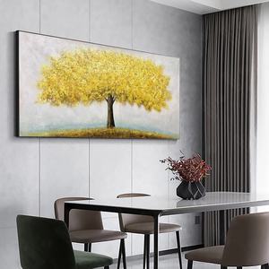 Peinture à l'huile sur toile faite à la main, toile murale contemporaine, art sur toile Arbre Majestueux Doré pour la maison et la galerie - Product Image 4