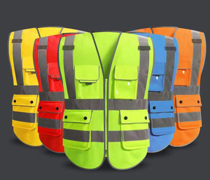 Bán Buôn Công Nghiệp An Ninh Xây Dựng Làm Việc An Toàn Vest Phản Quang Tầm nhìn Cao Phản Xạ Vest Với Túi - Product Image 2